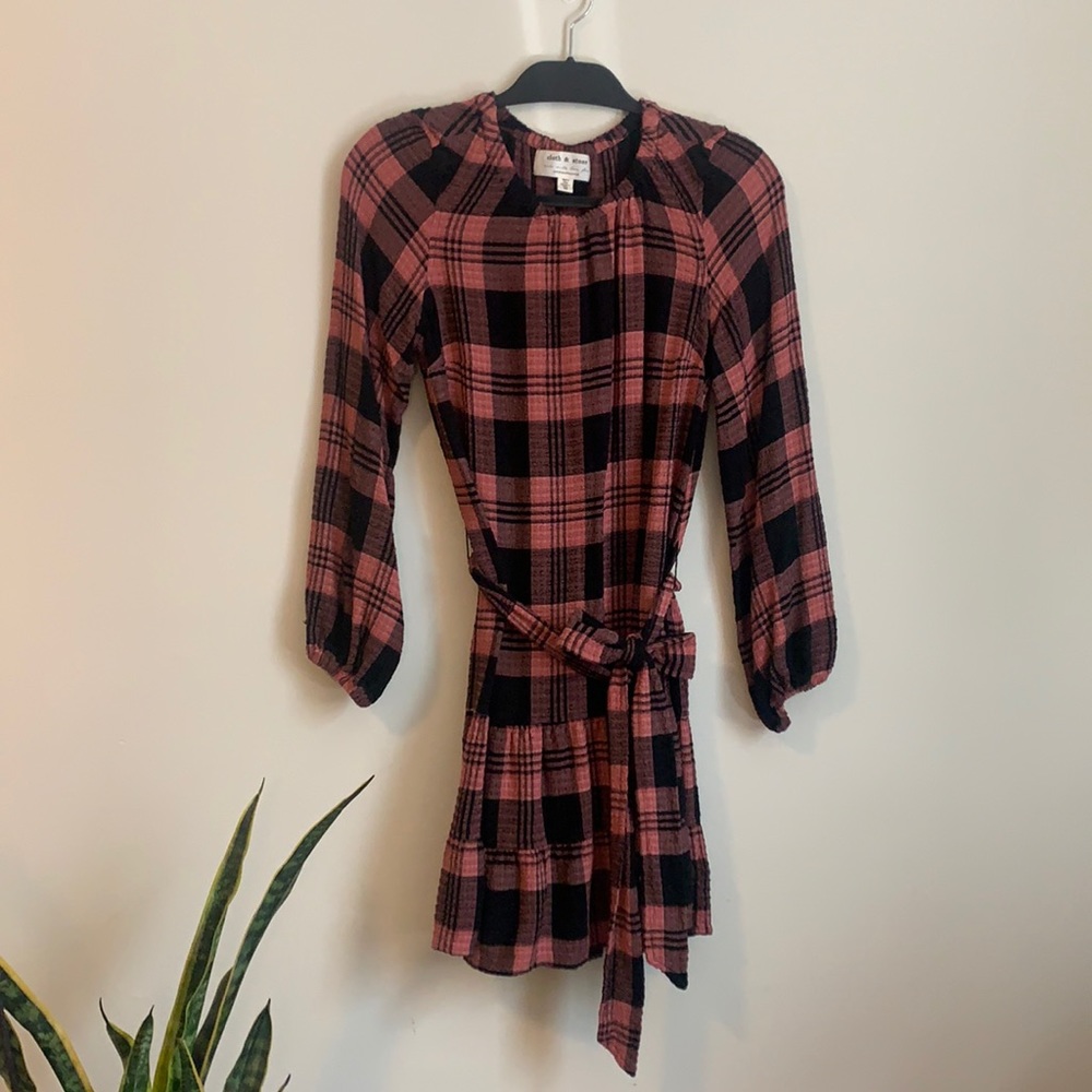 Plaid quarter sleeve dress